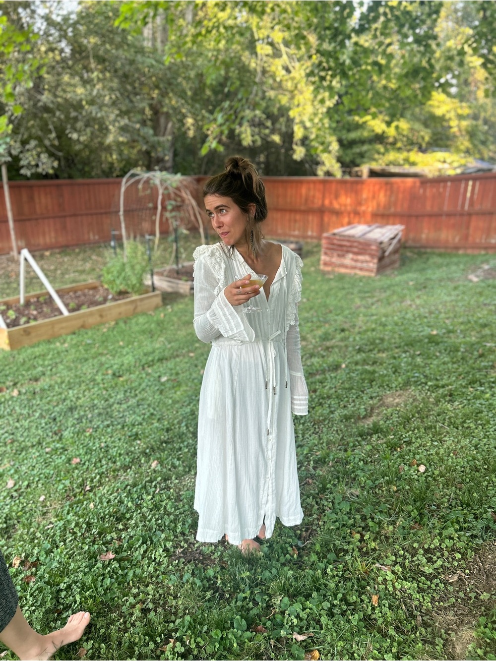 Free people White Bohemian Lace-Trim Maxi Dress